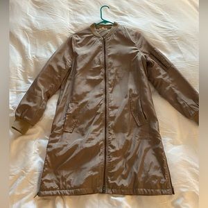Mid length bomber-style trench/utility jacket